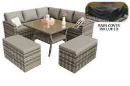 9-Seater Weather-Resistant Rattan Garden Dining Set - Space-Saving Outdoor Furniture - thumbnail 7