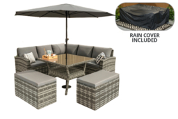 9-Seater Weather-Resistant Rattan Garden Dining Set - Space-Saving Outdoor Furniture - thumbnail 8