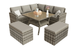9-Seater Weather-Resistant Rattan Garden Dining Set - Space-Saving Outdoor Furniture - thumbnail 6