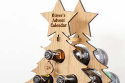 Personalised Wooden Christmas Tree Wine Bottle Rack - Rustic Festive Wall Art & Advent Calendar, Two Sizes