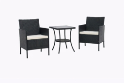 3 Piece Garden Furniture Set with Cushions and Side Table - Black or Grey - thumbnail 7