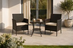 3 Piece Garden Furniture Set with Cushions and Side Table - Black or Grey - thumbnail 5