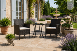 3 Piece Garden Furniture Set with Cushions and Side Table - Black or Grey - thumbnail 6