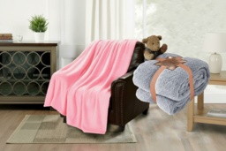Teddy Bear Fleece Throw Blanket - Ultra-Soft Polyester, Double or King Size, Machine Washable - thumbnail 2
