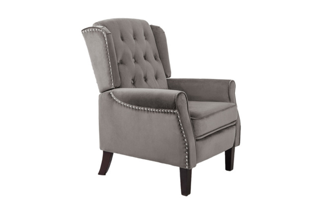 PRICE DROP! Althorpe Velvet & Tartan Reclining Armchair - Wingback, Plush Foam, Compact Recliner Chair - image 1
