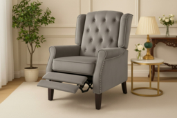 PRICE DROP! Althorpe Velvet & Tartan Reclining Armchair - Wingback, Plush Foam, Compact Recliner Chair - thumbnail 5