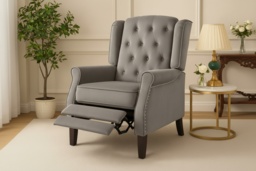 PRICE DROP! Althorpe Velvet & Tartan Reclining Armchair - Wingback, Plush Foam, Compact Recliner Chair - thumbnail 1