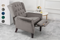 PRICE DROP! Althorpe Velvet & Tartan Reclining Armchair - Wingback, Plush Foam, Compact Recliner Chair - thumbnail 4
