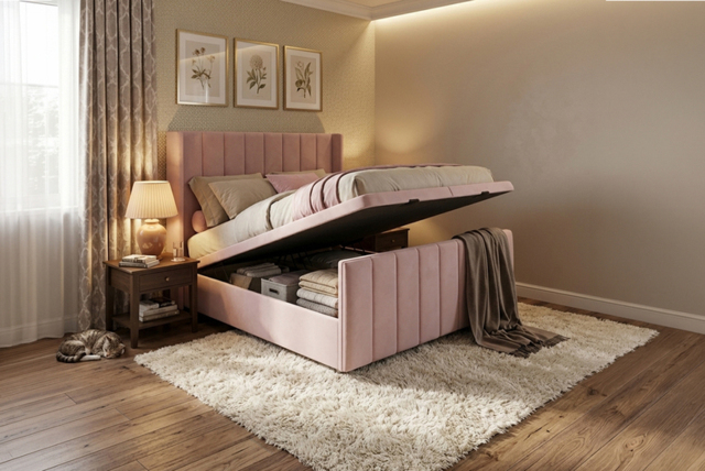 PRICE DROP! Gio Wing Ottoman Storage Divan with Premium Memory Sprung Mattress - image 1