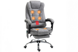 Vinsetto Grey Microfibre Reclining Heated Massage Sofa Chair - 1-Seater Modern Recliner