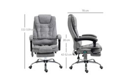 Vinsetto Grey Microfibre Reclining Heated Massage Sofa Chair - 1-Seater Modern Recliner - thumbnail 7