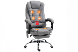 Vinsetto Grey Microfibre Reclining Heated Massage Sofa Chair - 1-Seater Modern Recliner - thumbnail 5