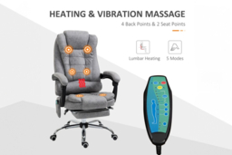 Vinsetto Grey Microfibre Reclining Heated Massage Sofa Chair - 1-Seater Modern Recliner - thumbnail 8