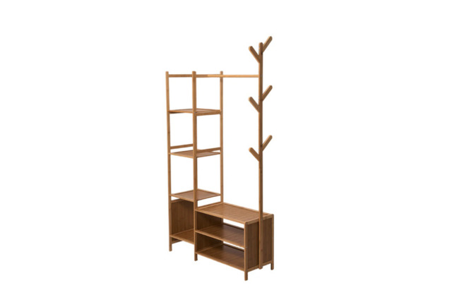 Multifunctional Coat Rack with Hooks, Rod & Shelves - image 1
