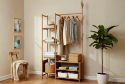 Multifunctional Coat Rack with Hooks, Rod & Shelves - thumbnail 6
