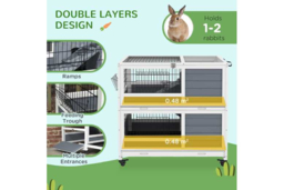 Indoor Rabbit Hutch & Small Pet Cage - Easy Clean, Chew-Resistant, Multi-Level Portable Home for Rabbits, Guinea Pigs & Small Animals - thumbnail 8