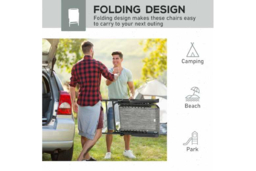 Outsunny Weather-Resistant Folding Garden Chairs - Set of 2, Steel & Mesh, Space-Saving, Modern Grey Outdoor Seating - thumbnail 8