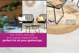 4-Seater Bamboo Effect Rattan Garden Sofa Set - Weather-Resistant Outdoor Lounge - thumbnail 4
