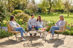 4-Seater Bamboo Effect Rattan Garden Sofa Set - Weather-Resistant Outdoor Lounge - thumbnail 6