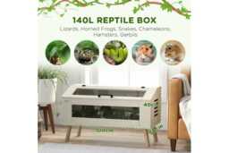140L Glass Vivarium Reptile Tank - Hamster Cage, Lizard & Snake Enclosure, Easy Clean, Tempered Glass Habitat - thumbnail 4