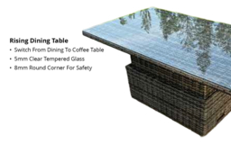 9-Seater Weather-Resistant Rattan High Back Garden Dining Set with Adjustable Table - thumbnail 8