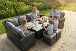9-Seater Weather-Resistant Rattan High Back Garden Dining Set with Adjustable Table - thumbnail 6
