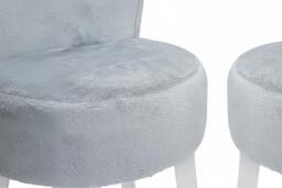 Elegant Plush Upholstered Dressing Table Chair with Stylish White Legs - thumbnail 4