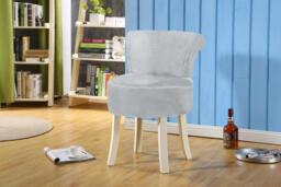 Elegant Plush Upholstered Dressing Table Chair with Stylish White Legs - thumbnail 3
