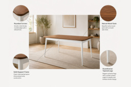 Rectangular Wooden Dining Table - thumbnail 4