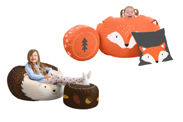 Playful Animal-Themed Beanbag Bundles for Kids - Hedgehog & Fox Designs - image 1