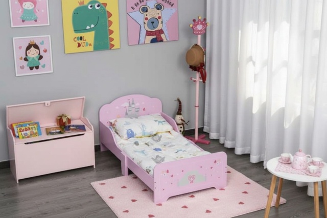 Ottoman Divan Bed with Storage Base - Pink MDF Castle, Single - image 1