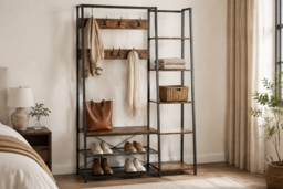 5-in-1 Hall Tree with Storage Bench, Hooks & Side Shelves - thumbnail 5