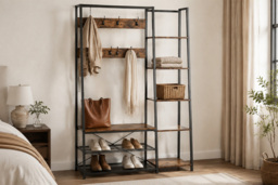 5-in-1 Hall Tree with Storage Bench, Hooks & Side Shelves