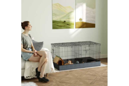 2-in-1 Guinea Pig, Rabbit & Small Pet Cage - Multi-Zone Indoor Playpen, Easy Clean Waterproof Hutch - thumbnail 6