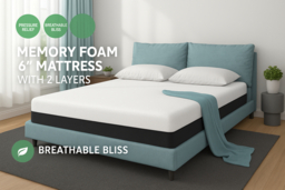 PRICE DROP! Memory Foam 6in Mattress with 2 Layers and Breathable Cover - 4 Options - thumbnail 6