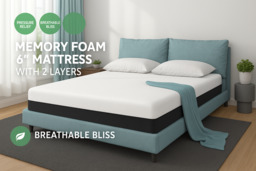 PRICE DROP! Memory Foam 6in Mattress with 2 Layers and Breathable Cover - 4 Options - thumbnail 2