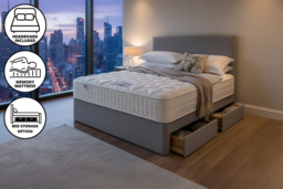Grey Ottoman Divan Bed Set — Storage Drawers & Orthopaedic Memory Mattress - thumbnail 2