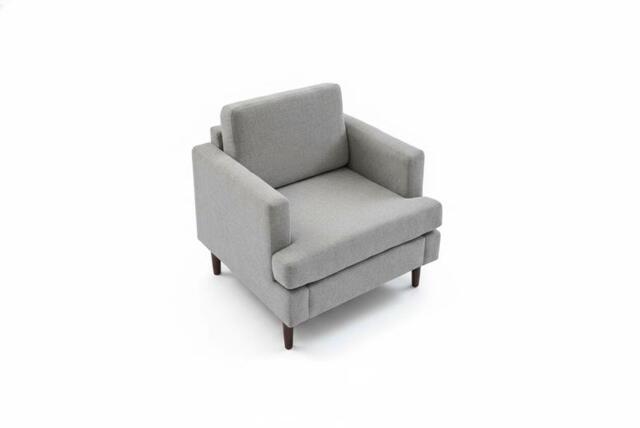 Mid-Century Style Single Sofa Armchair with Linen Upholstery and Wood Frame - image 1
