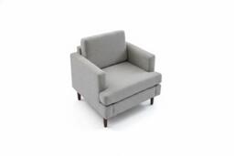 Mid-Century Style Single Sofa Armchair with Linen Upholstery and Wood Frame