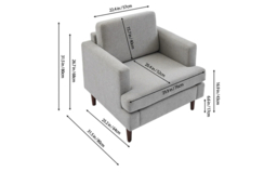 Mid-Century Style Single Sofa Armchair with Linen Upholstery and Wood Frame - thumbnail 8