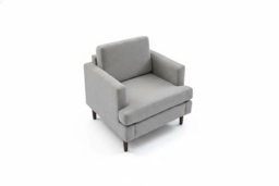 Mid-Century Style Single Sofa Armchair with Linen Upholstery and Wood Frame - thumbnail 5