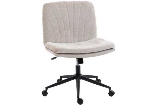 Ergonomic Criss Cross Office Chair with Wheels - Chenille, Adjustable Height, 120kg Capacity, Armless - Beige - image 1