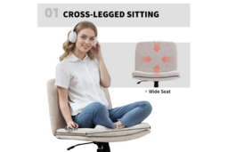 Ergonomic Criss Cross Office Chair with Wheels - Chenille, Adjustable Height, 120kg Capacity, Armless - Beige - thumbnail 8