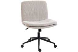 Ergonomic Criss Cross Office Chair with Wheels - Chenille, Adjustable Height, 120kg Capacity, Armless - Beige