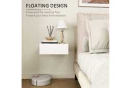 White Wall-Mounted Bedside Table with Drawer - Contemporary Space-Saving Bedroom Storage, Melamine-Faced, 10kg Capacity - thumbnail 4