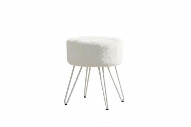 Premium Vanity Stool with Plush Faux Fur and Sturdy Iron Legs - image 1