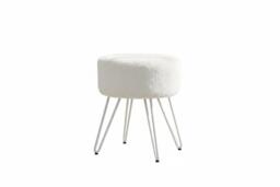 Premium Vanity Stool with Plush Faux Fur and Sturdy Iron Legs - thumbnail 1