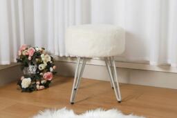 Premium Vanity Stool with Plush Faux Fur and Sturdy Iron Legs - thumbnail 4