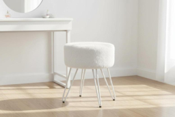 Premium Vanity Stool with Plush Faux Fur and Sturdy Iron Legs - thumbnail 6