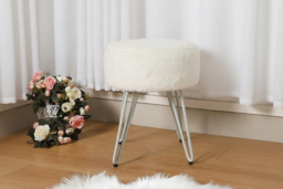 Premium Vanity Stool with Plush Faux Fur and Sturdy Iron Legs - thumbnail 8